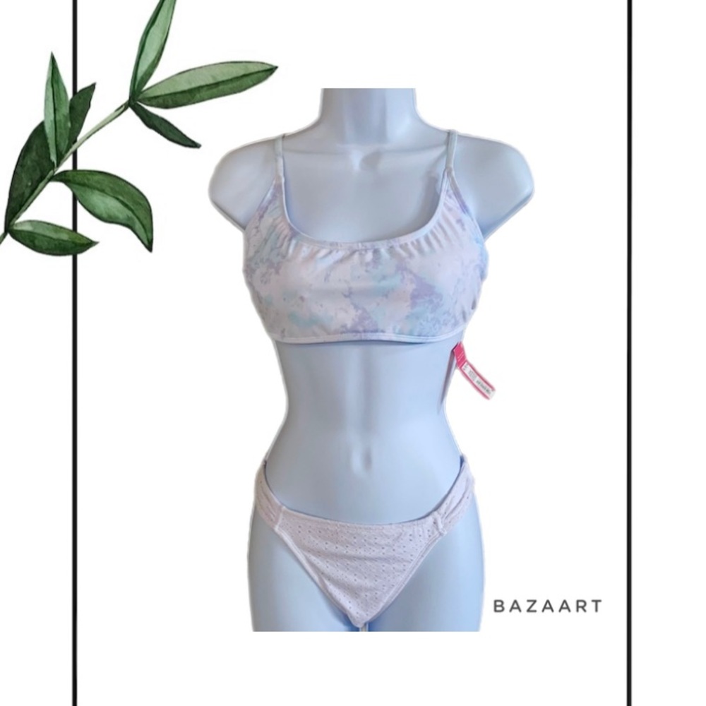 Xhilaration Tie Dye Bralette Bikini Top & Xhilaration White Bikini Bottom